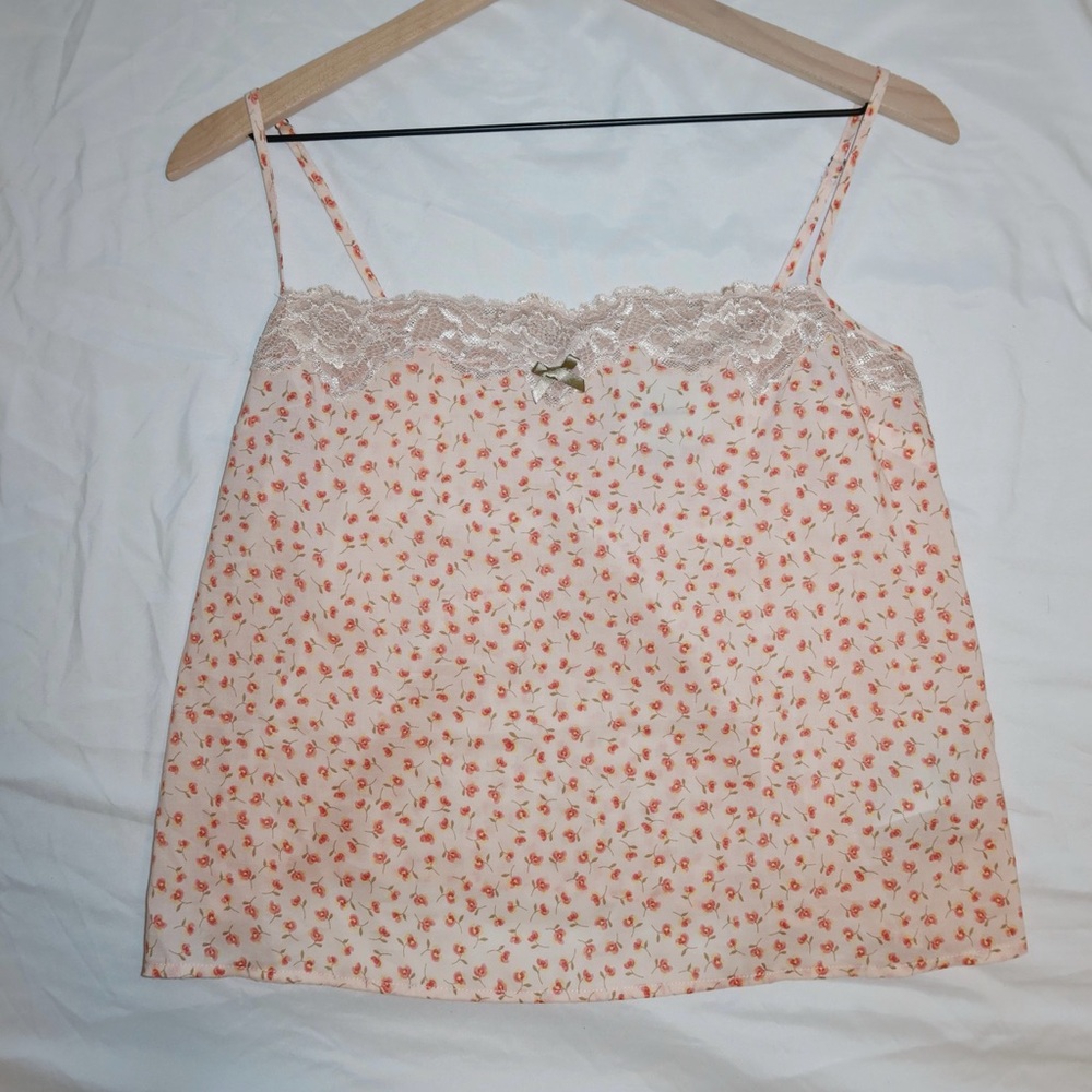Reformation Peach Floral Lace Cami Top